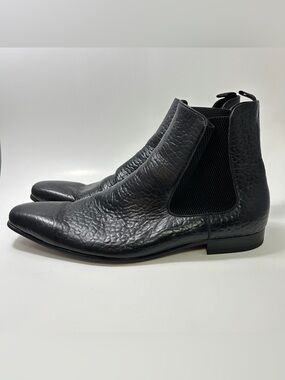 Carrucci Men's Chelsea Python Print Boots KB1377 Calf Skin Leather Sz 11 Black